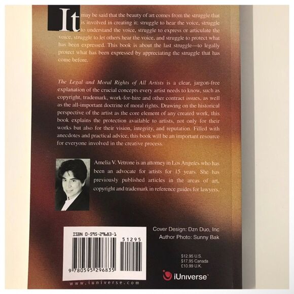 The Legal & Moral Rights Of All Artists by Amelia Vetrone Paperback Book EUC - Picture 3 of 10